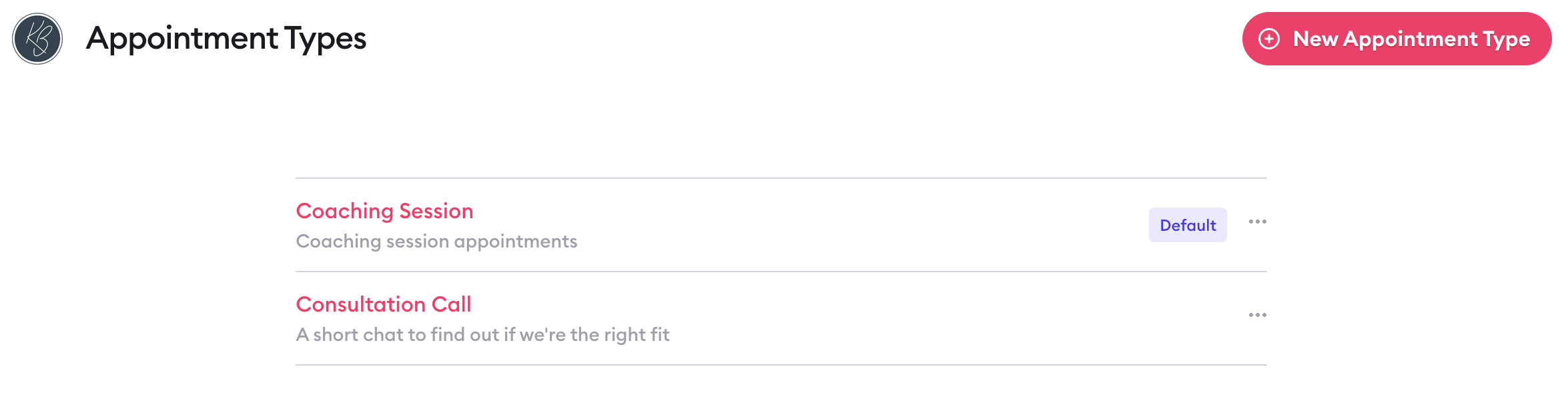 Clarityflow Appointment types