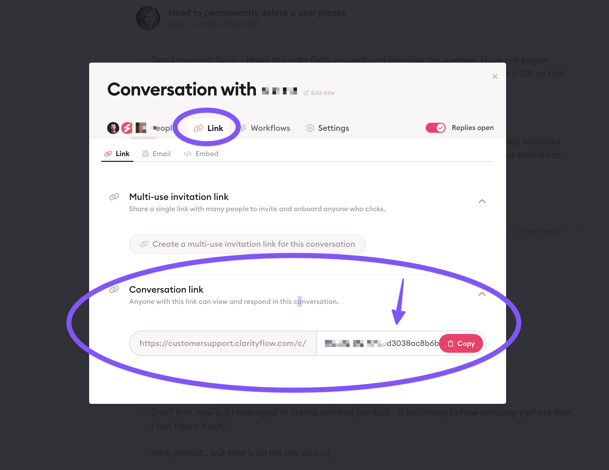 Conversation slug
