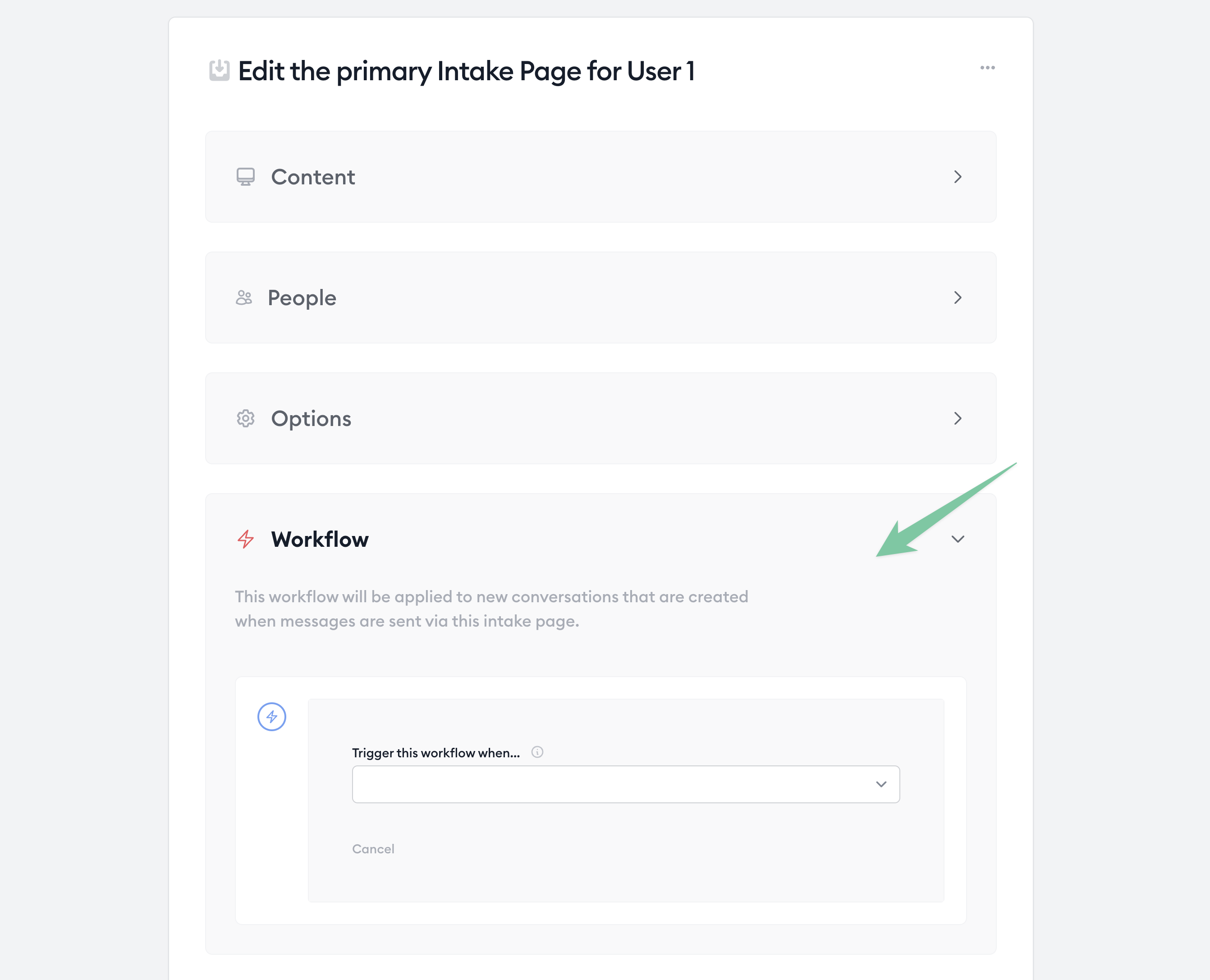 intake page workflow