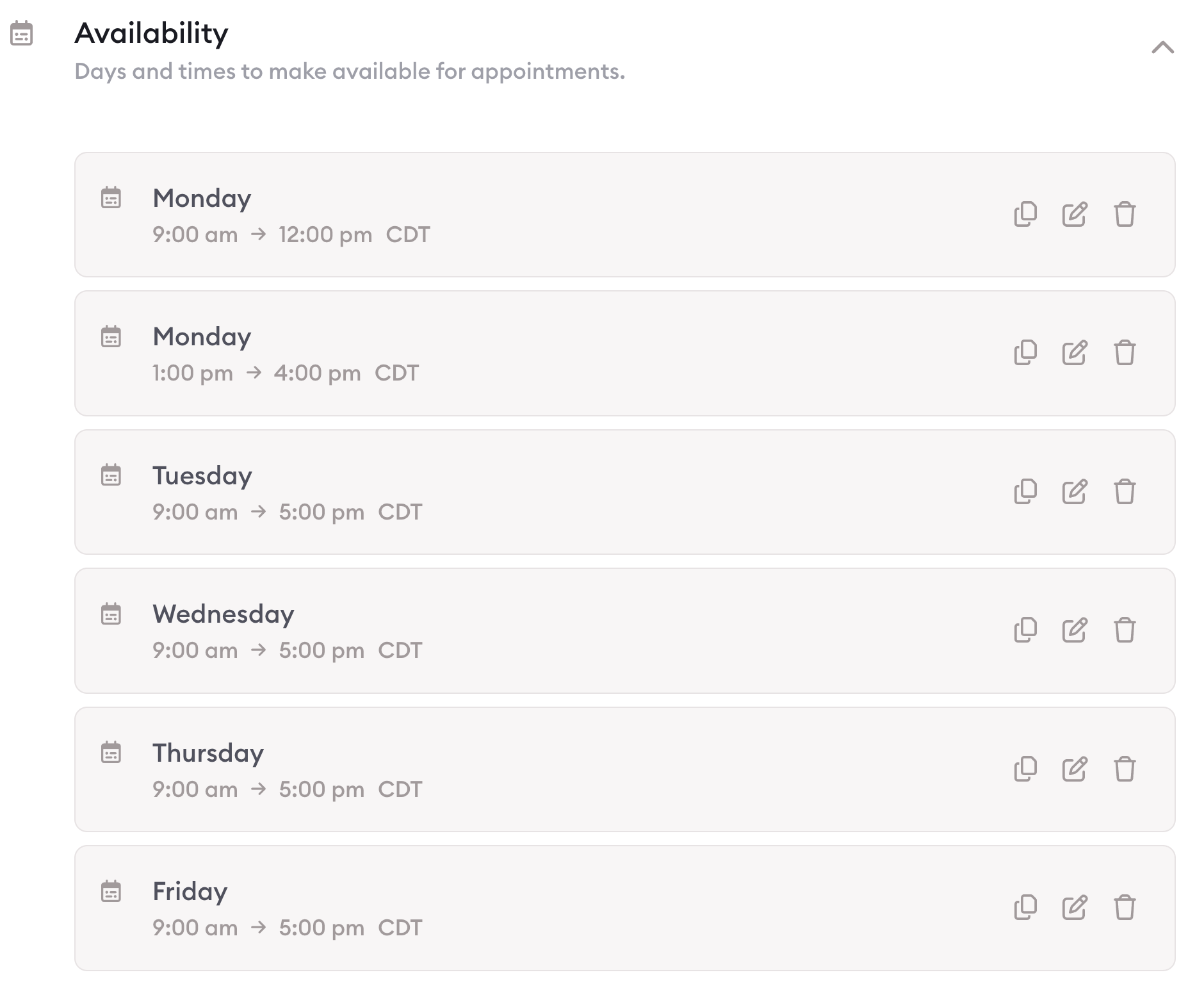 available time blocks