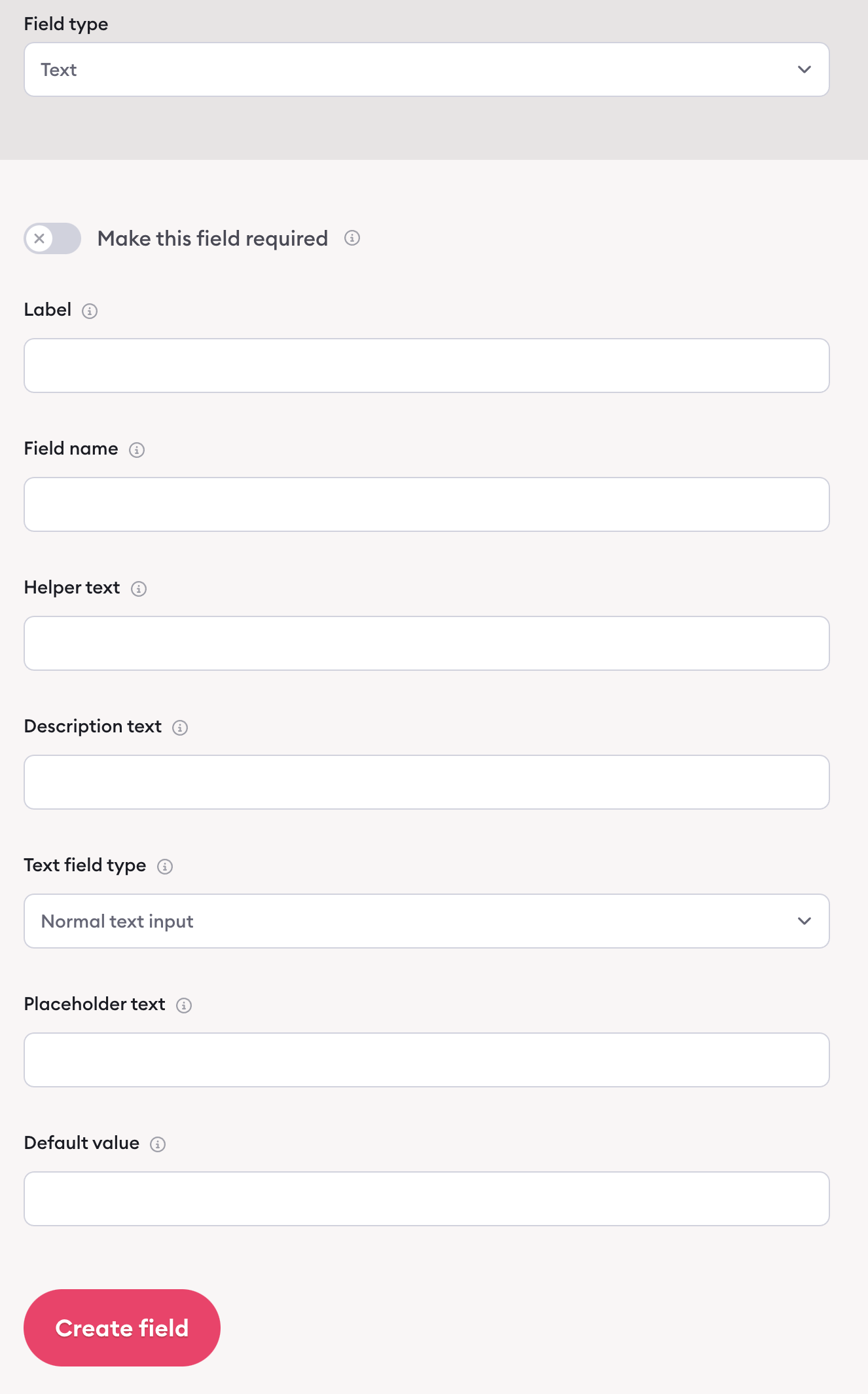 text form field options