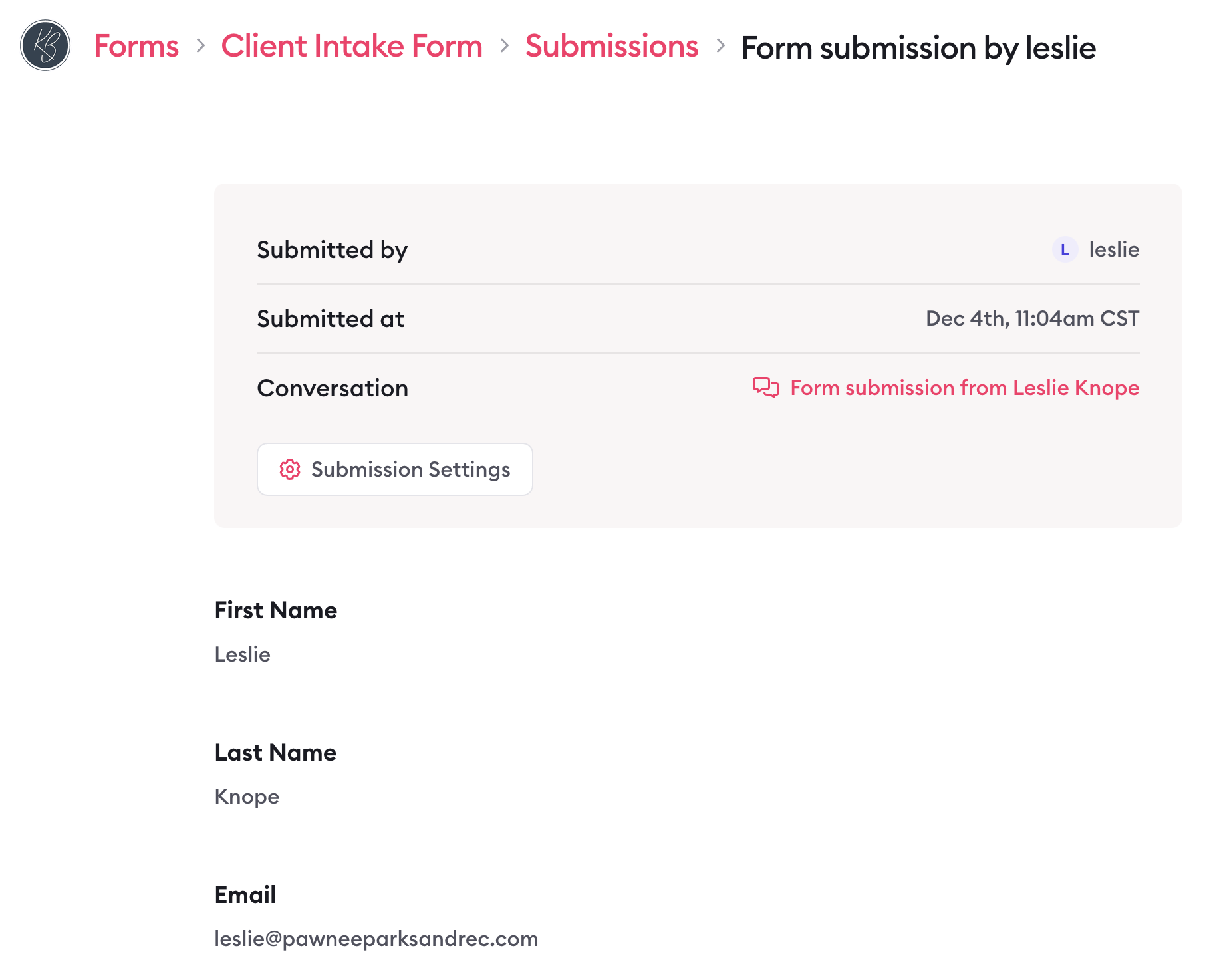 Clarityflow form submission details