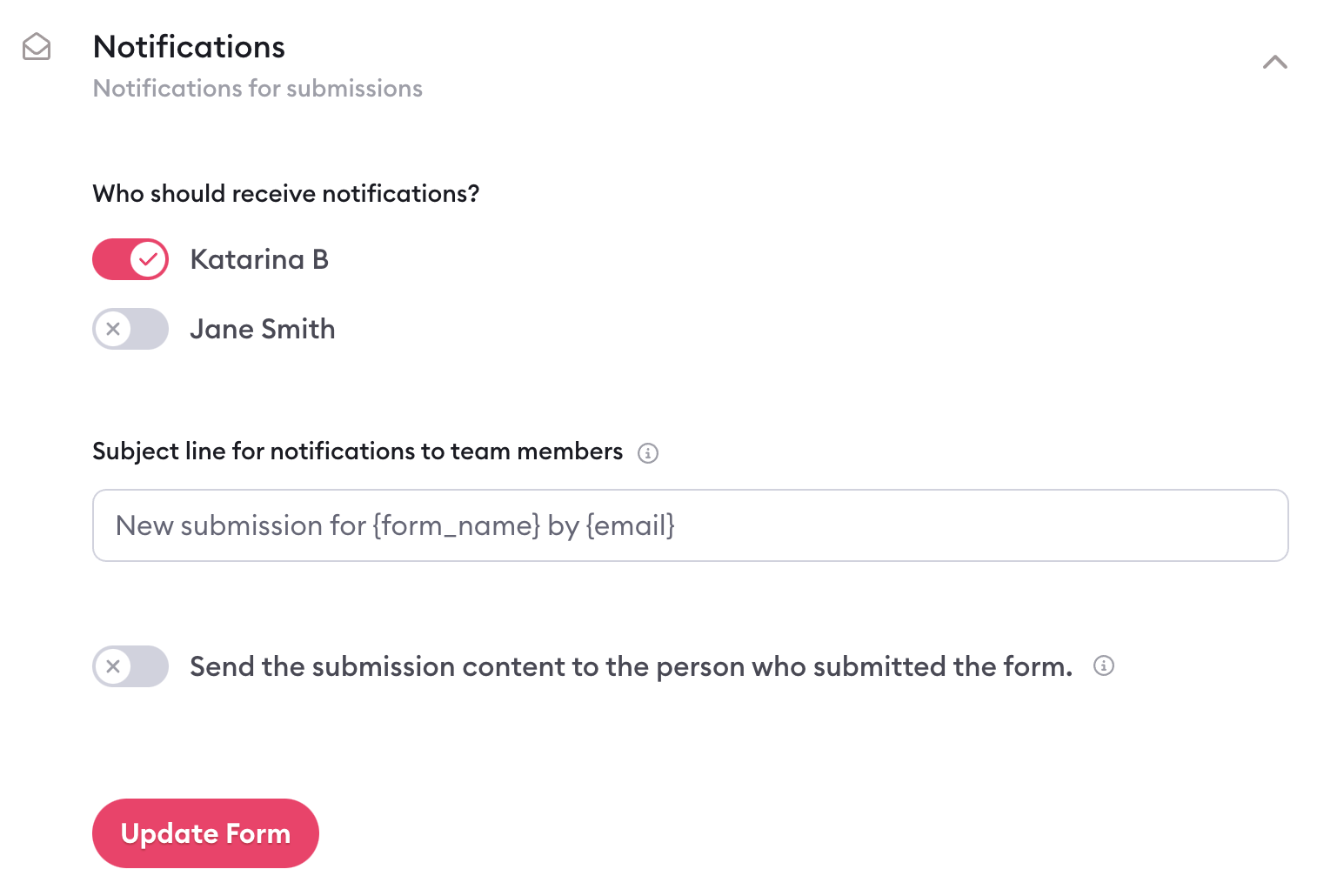 form notifications