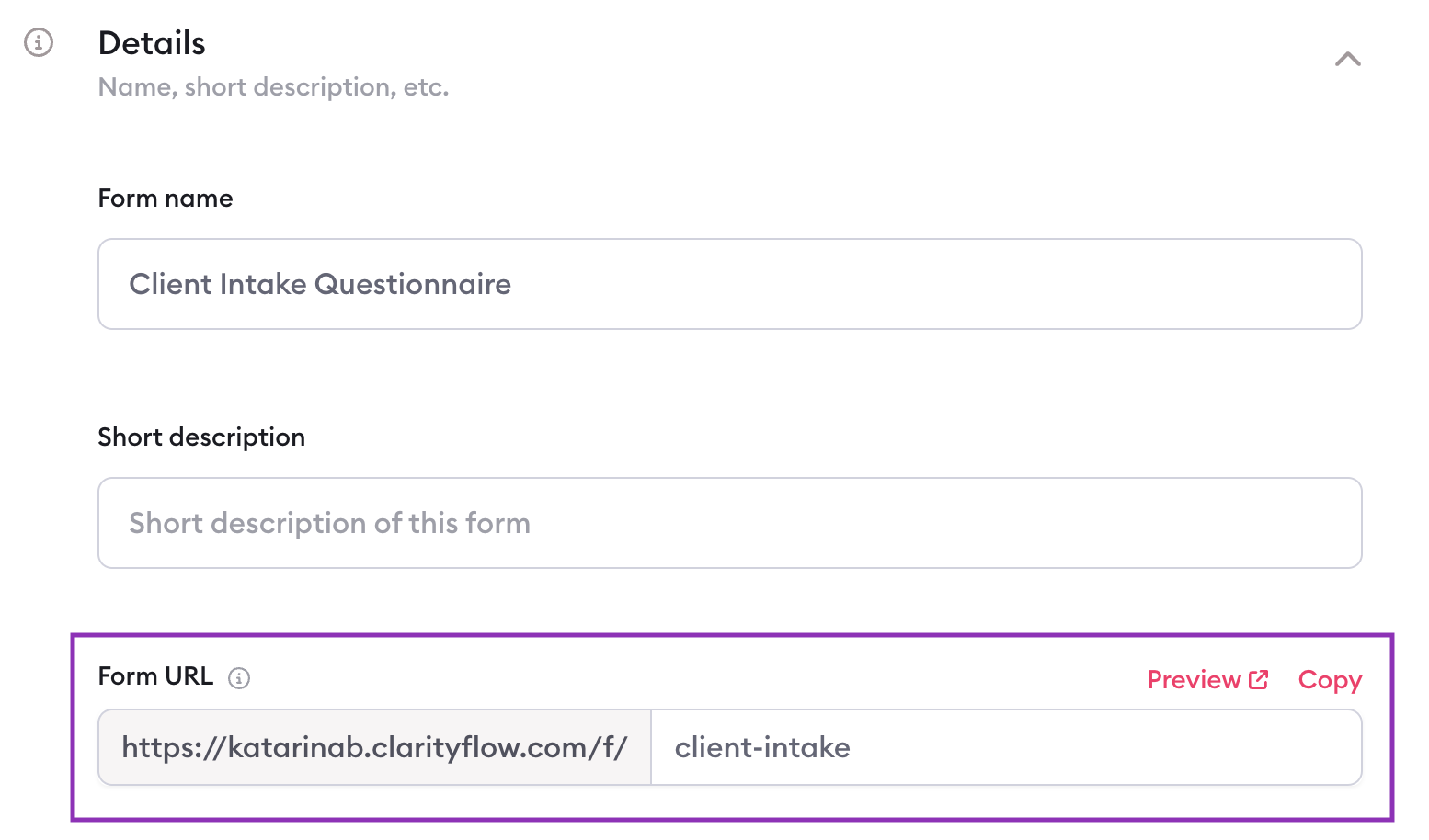 customize and copy your form URL