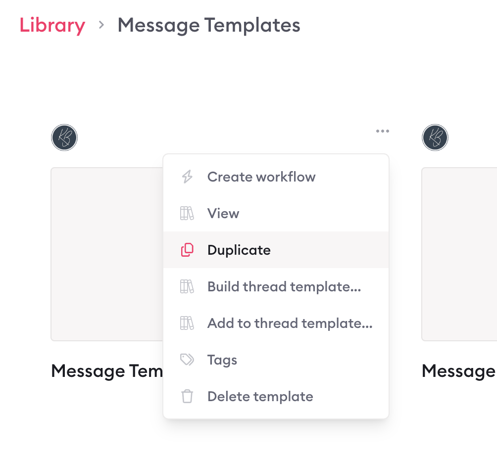 duplicate a message template in Clarityflow