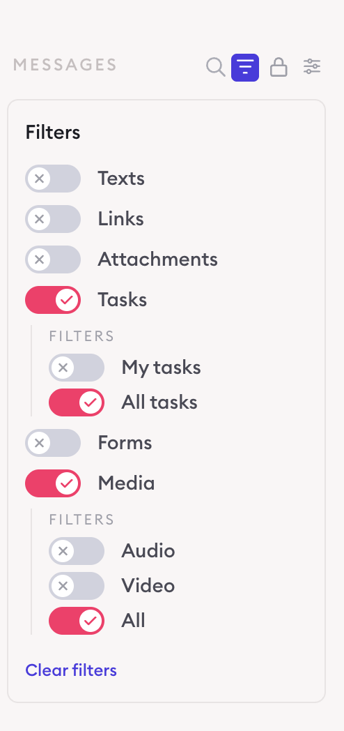 filter options