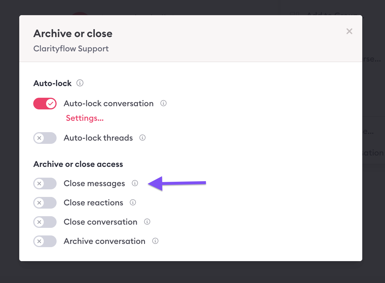 close messages