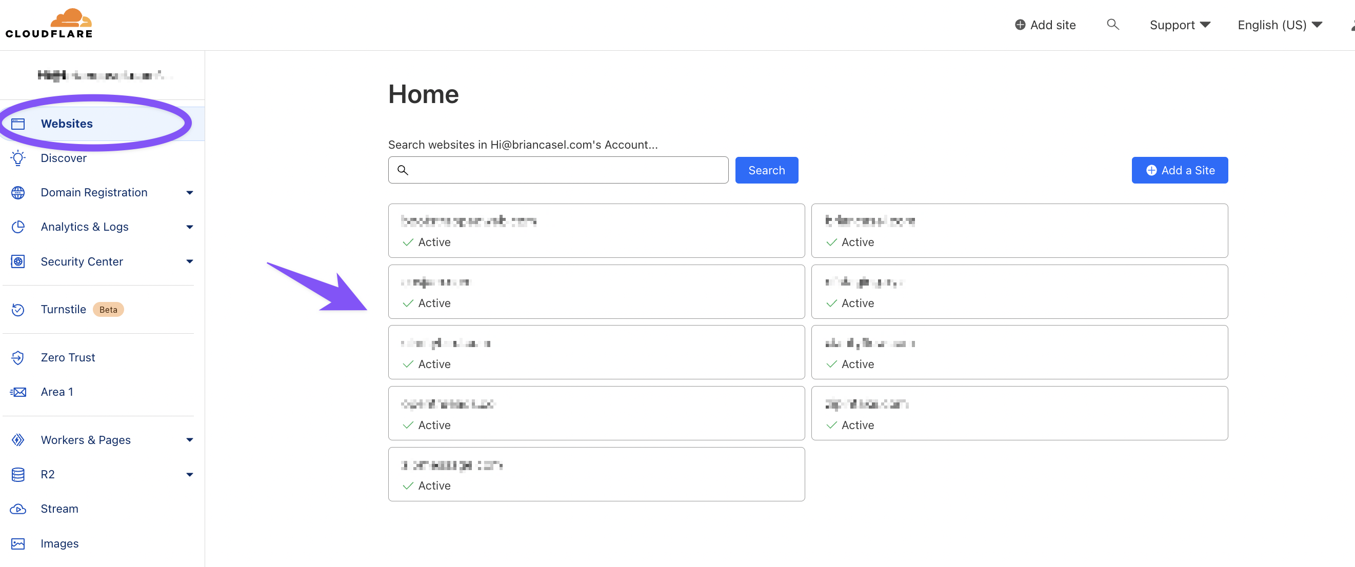 select Cloudflare domain